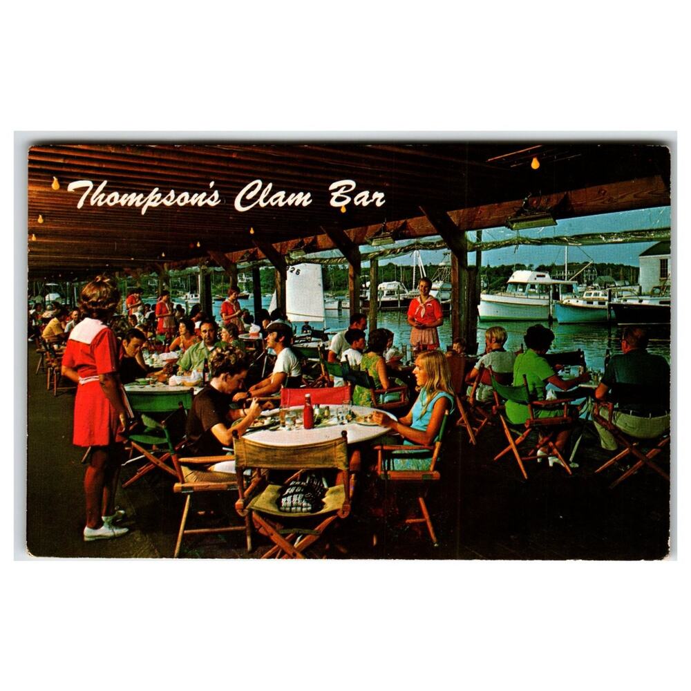 1976 Thompson's Clam Bar Harwich Port MA Postcard - Cape Cod Restaurant